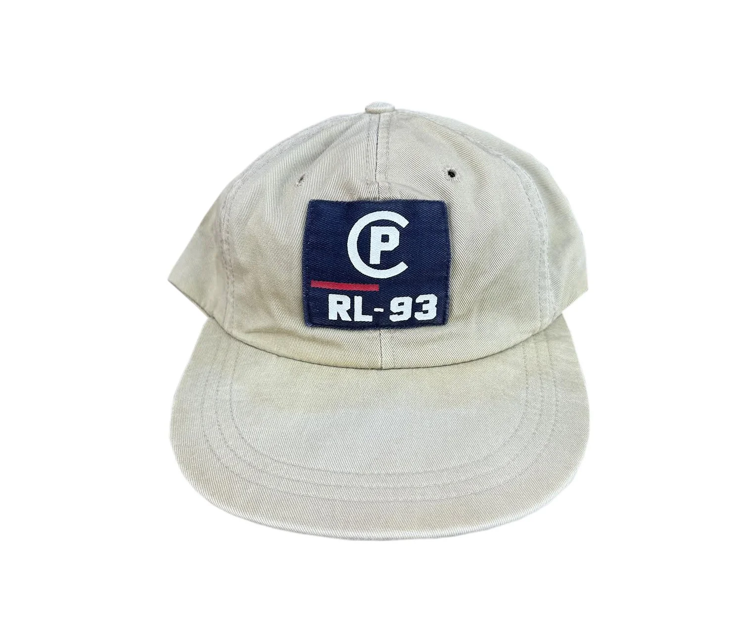 Vintage Polo Ralph Lauren RL-93 Tan / Navy Fitted Hat (Size L